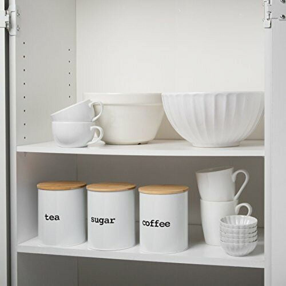 3 Food Storage Containers for Coffee, Tea and Sugar with Air Tight Bamboo Lids