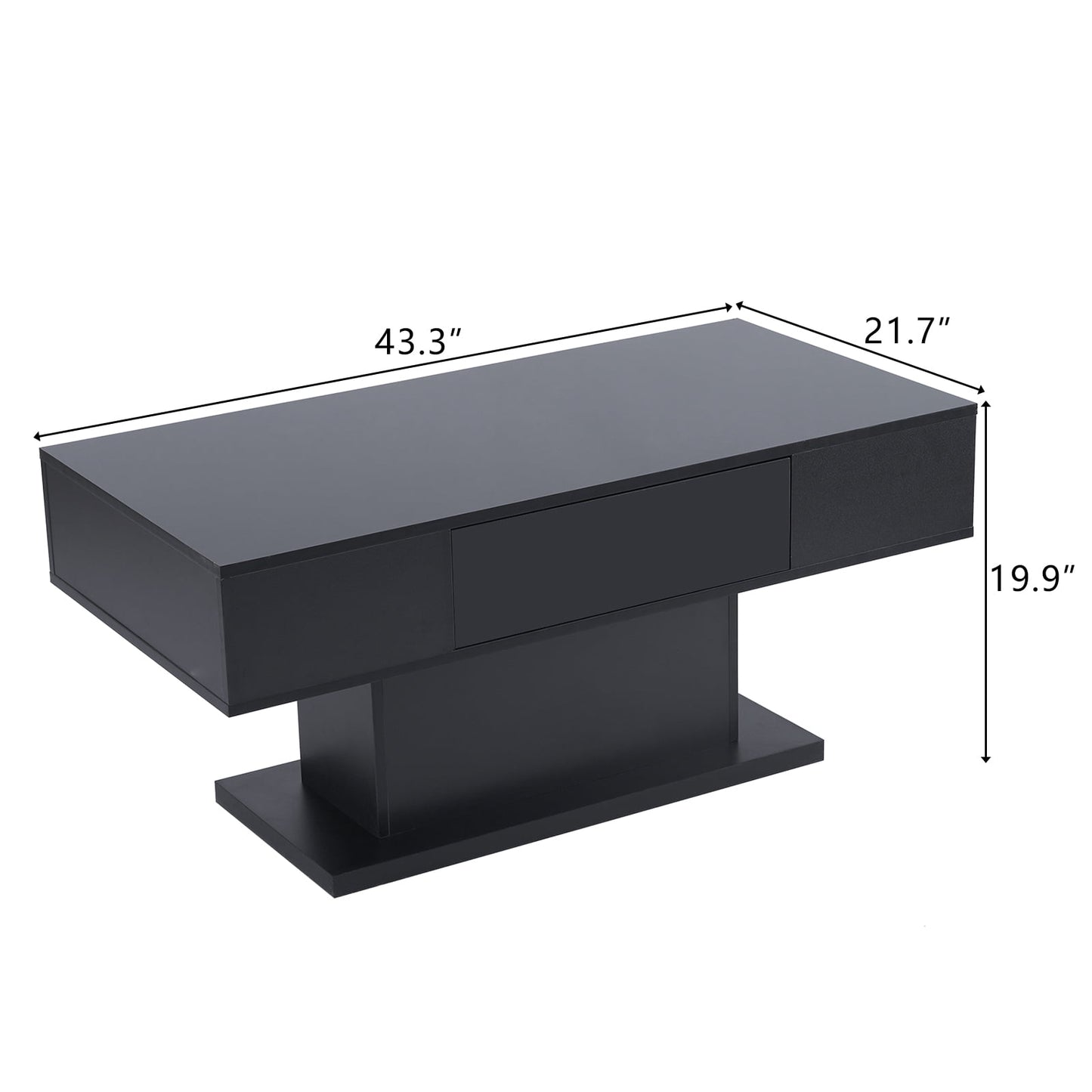 LED Coffee Table Living Room 43.3" Black