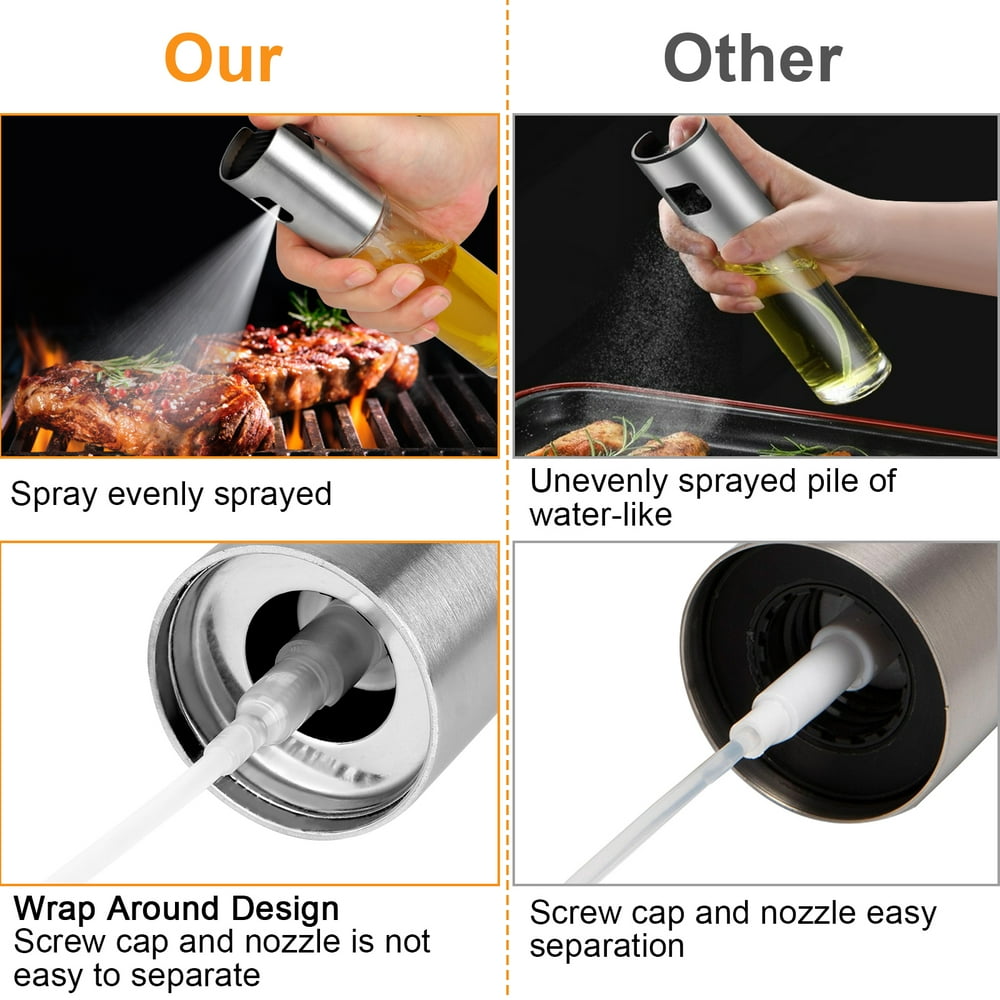 Oil Sprayer for Cooking, 100Ml Olive Oil Sprayer, Glassoil Sprayer-With Baking Brush, Bottle Brush and Oil Funnel, Oil Spray Bottle for Salad,Bbq, Kitchen Baking, Roasting