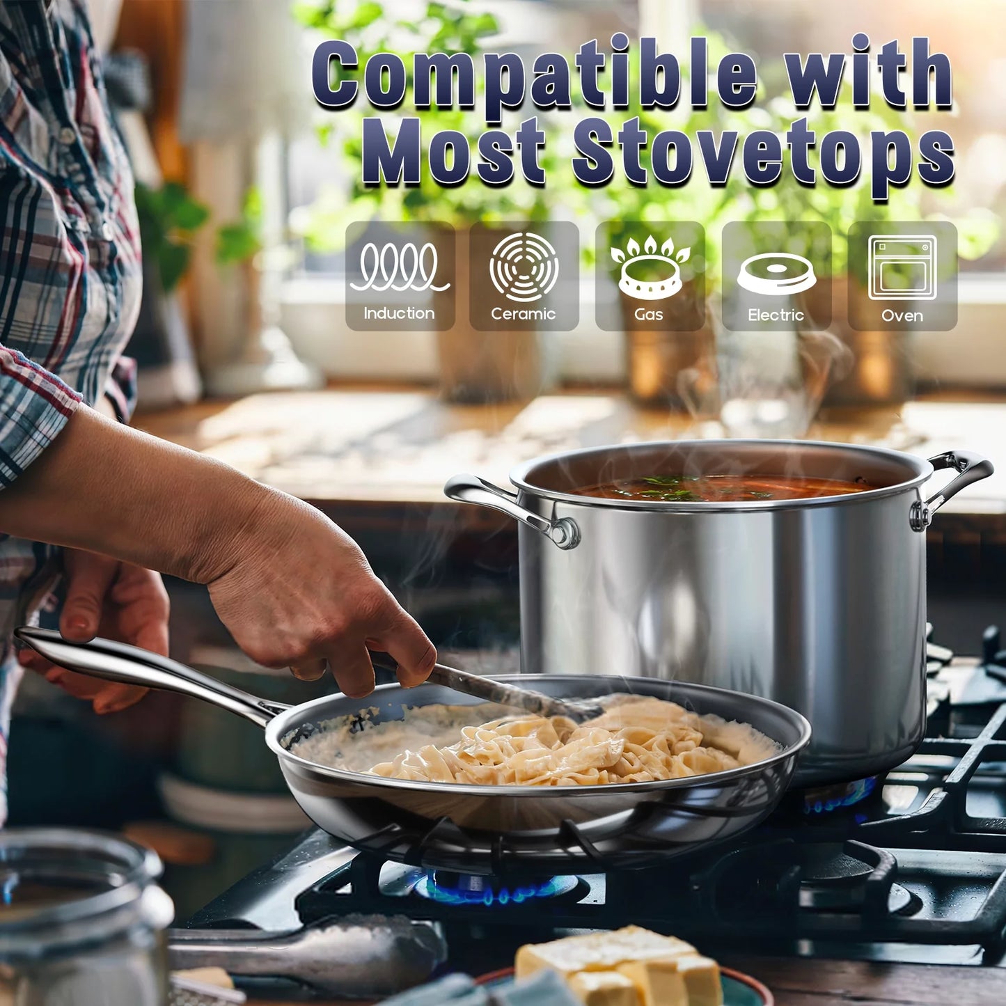 Multi-Ply Clad Stainless-Steel Cookware Set