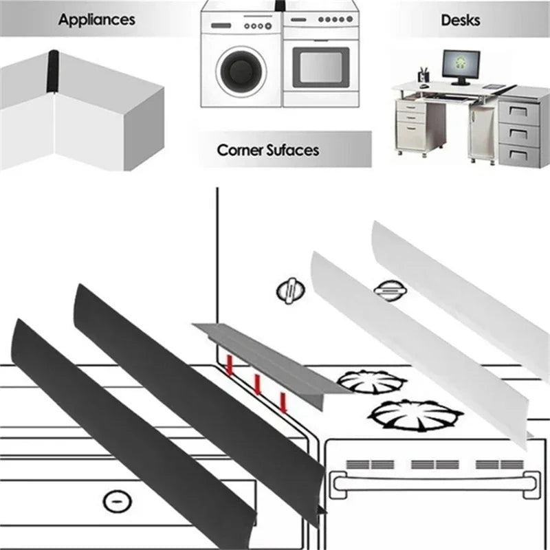 Stove Counter Gap Cover T-Shaped Silicone Rubber Strip for Kitchen Oil-Gas Slit Filler Heat Resistant Mat Oil Dust Water Seal